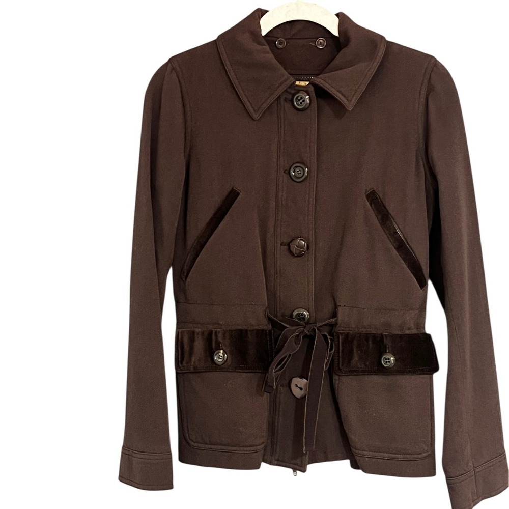 Moschino Brown Button Front Wool Blend Coat